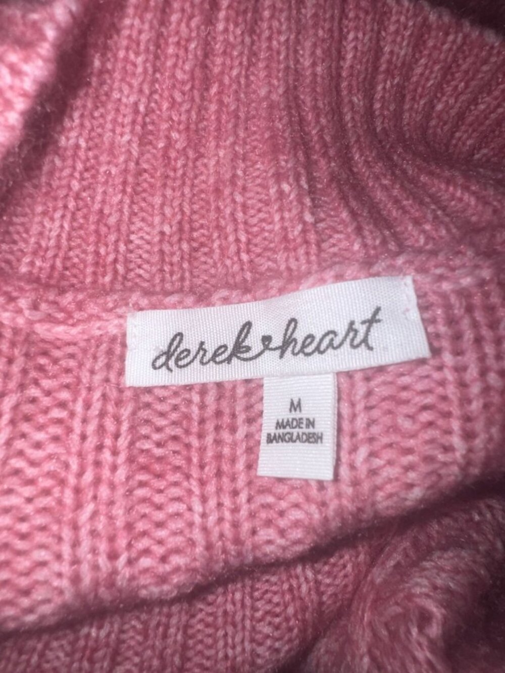 Derek Heart Womens Pink Cable-Knit Cropped Sweater Mock Neck Size M Polyester Bl - Picture 2 of 8